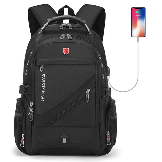 Plecak RuiBer na laptopa 17,3&quot; bardzo pojemny złącze USB OUTLET WADA - Kolor: czarny