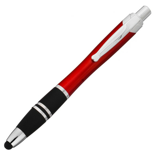 Rysik z długopisem do ekranów pojemnościowych (dotykowych) - Kolor: czerwony