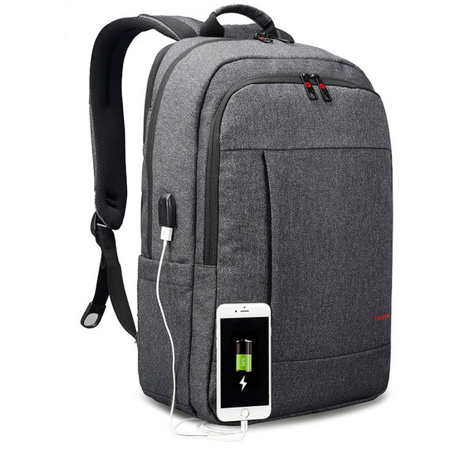 Plecak Tigernu na laptopa 17,3&quot; T-B3142 dwukomorowy z USB - Kolor: ciemnoszary