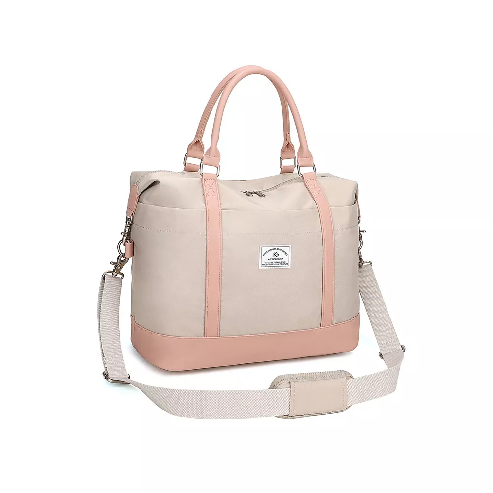 Torba z paskiem Kooger L969 bagaż podręczny ryanair wizzair 40x30x20cm - Kolor: beżowo-różowy