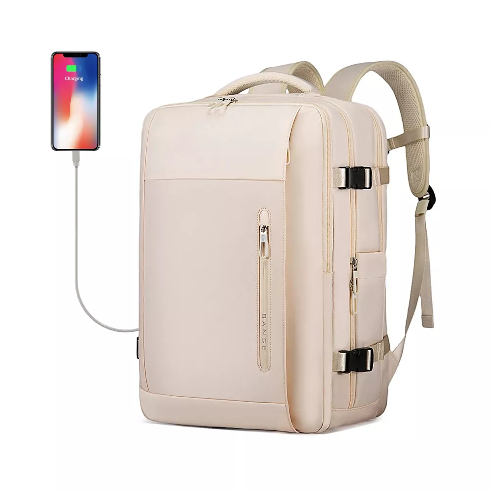 Plecak Bange na laptopa 17,3" BG-1801 bagaż podręczny z USB - Kolor: kremowy