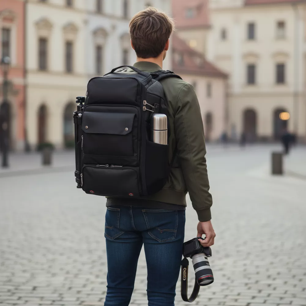 Antykradzieżowy plecak fotograficzny Outwalk 7717 na aparat + laptopa 17,3"