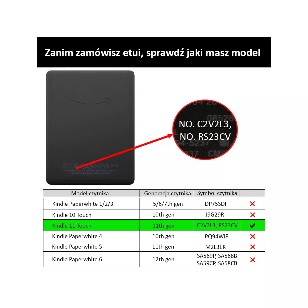 Etui Kindle 11 Touch silikonowy tył wzory
