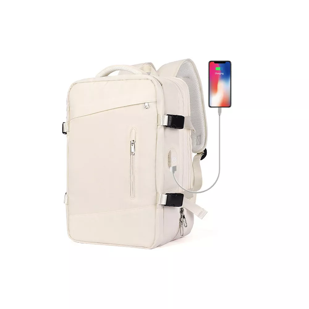 Plecak Macwave Traveler na laptopa 17,3" AX9169 bagaż podręczny z USB - Kolor: kremowy