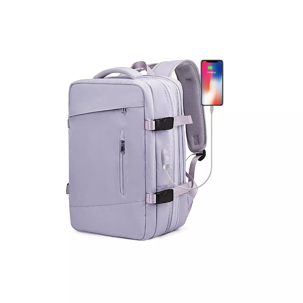 Plecak Macwave Traveler na laptopa 17,3" AX9169 bagaż podręczny z USB - Kolor: pastelowy fiolet