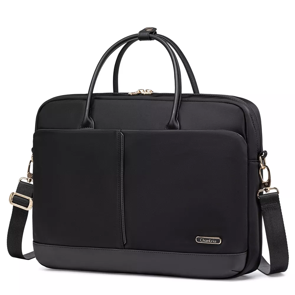 Torba damska Chantria CB00772 na laptopa 15,6 - 16,4" z paskiem - Kolor: czarny