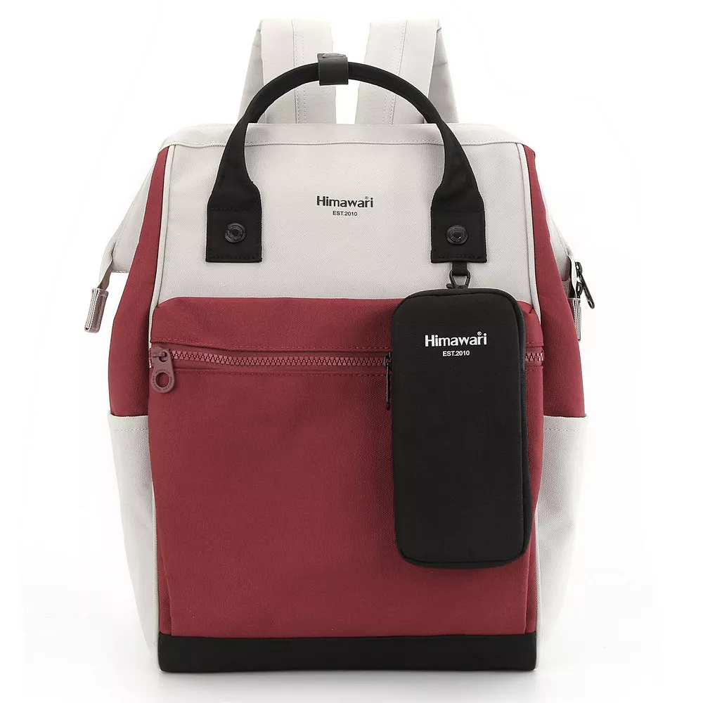 Plecak Himawari 1027 na laptopa 15" + etui - Kolor: 03. jasnoszaro-bordowy