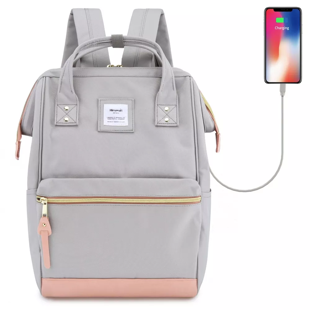 Plecak Himawari 123 na laptopa 14,1" z USB - Kolor: 1. szary