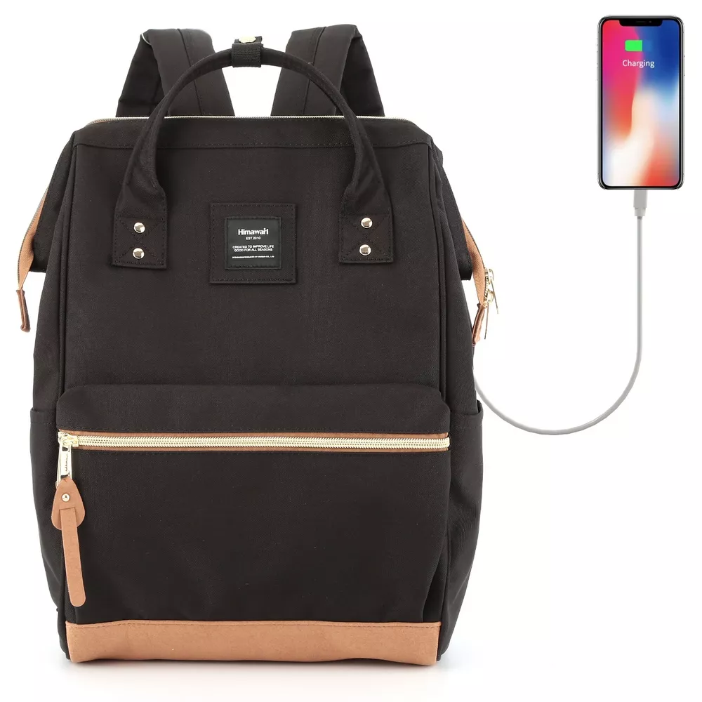 Plecak Himawari 123 na laptopa 14,1" z USB - Kolor: 3. czarny