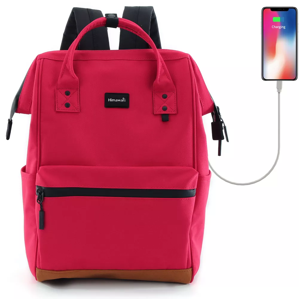 Plecak Himawari 124 na laptopa 15" z USB - Kolor: 01. czerwony/karmin