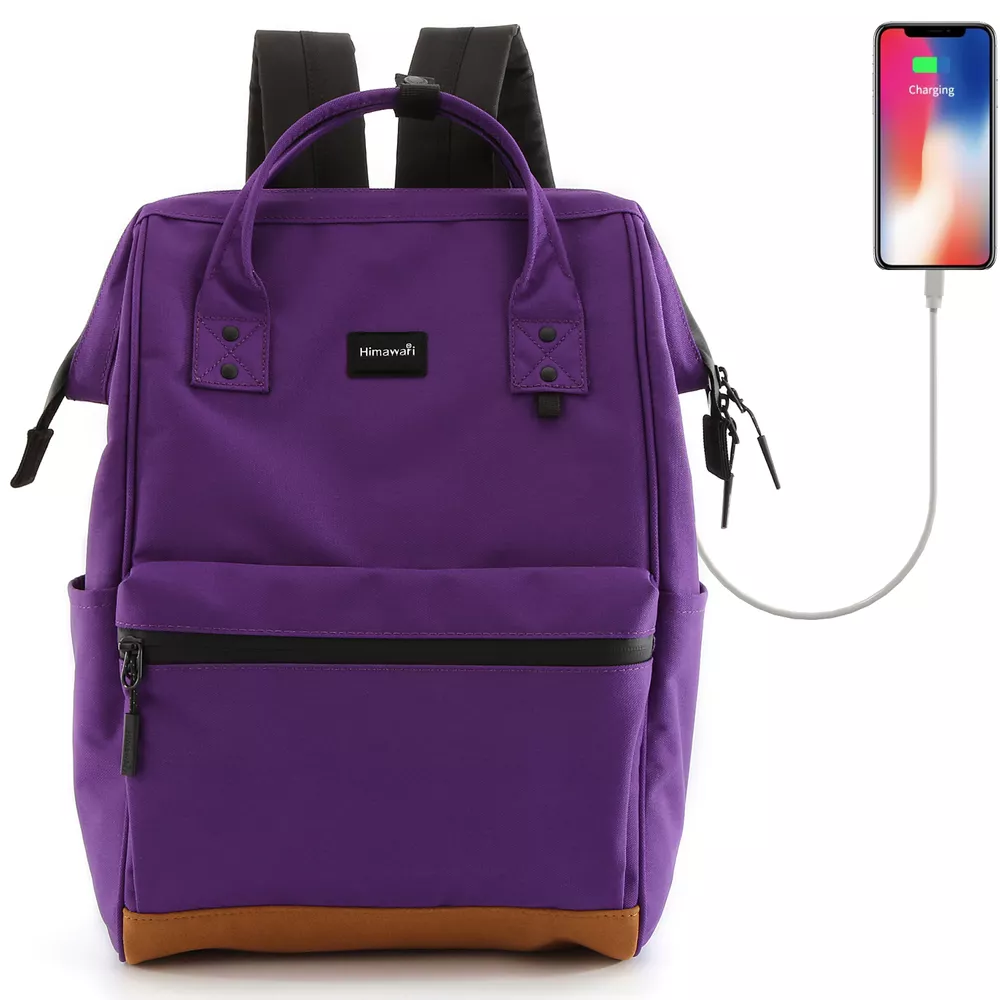 Plecak Himawari 124 na laptopa 15" z USB - Kolor: 05. fioletowy