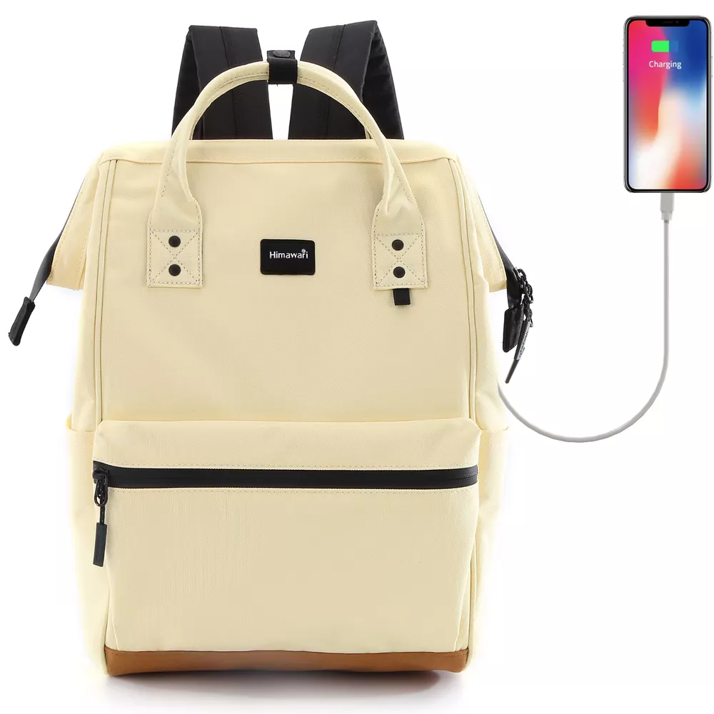 Plecak Himawari 124 na laptopa 15" z USB - Kolor: 10. blady żółty