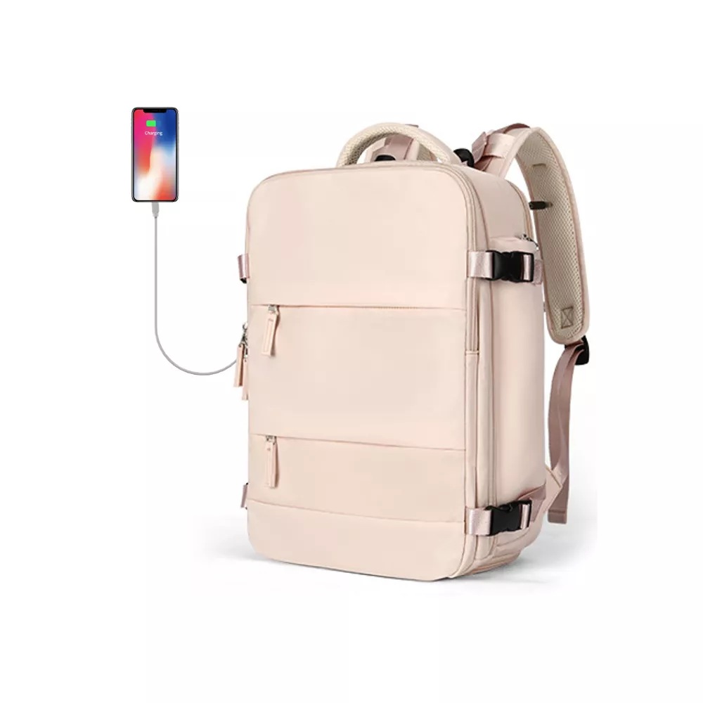 Plecak Macwave 1688 na laptopa 15,6" bagaż podręczny WIZZAIR RYANAIR 40x30x20cm z USB - Kolor: jasnobrzoskwiniowy