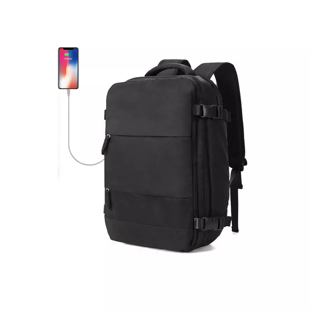 Plecak Macwave 1688 na laptopa 15,6" bagaż podręczny WIZZAIR RYANAIR 40x30x20cm z USB - Kolor: czarny