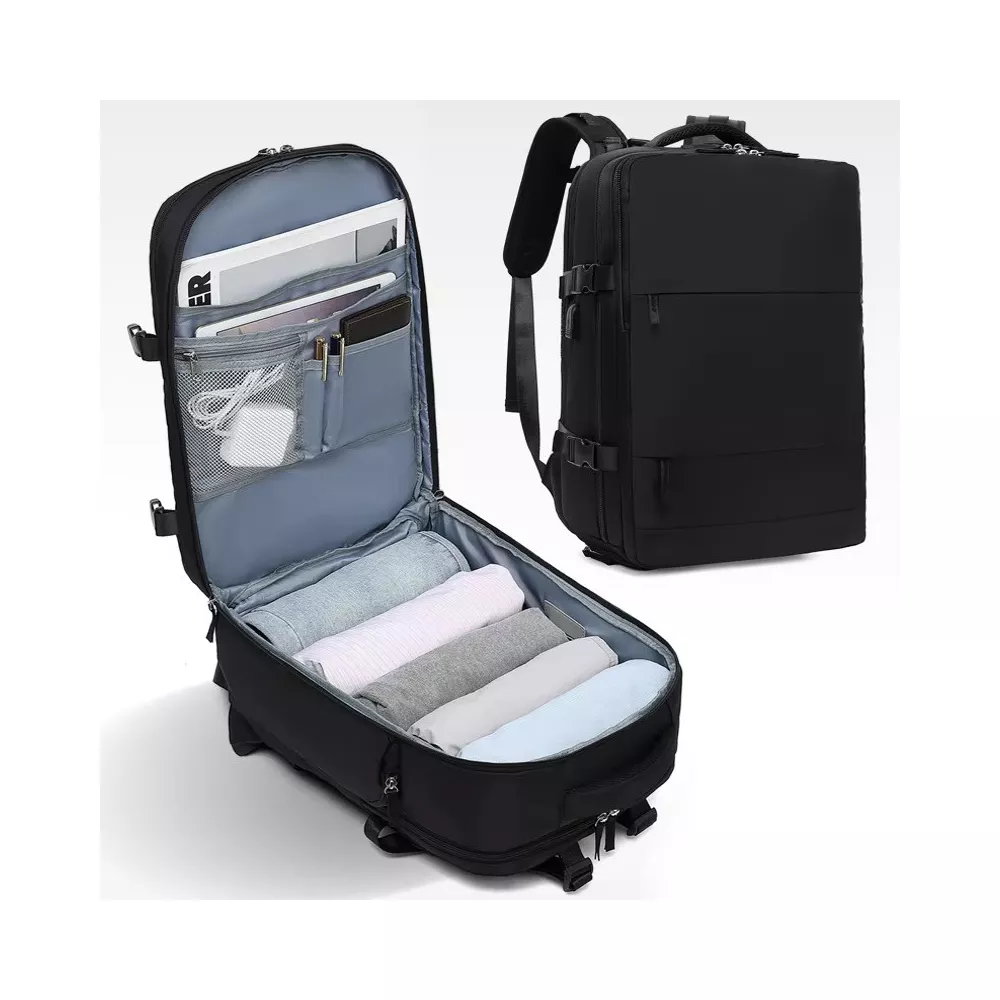 Plecak do samolotu na laptopa 15,6" z USB 40x25x20 cm Ryanair - Kolor: czarny