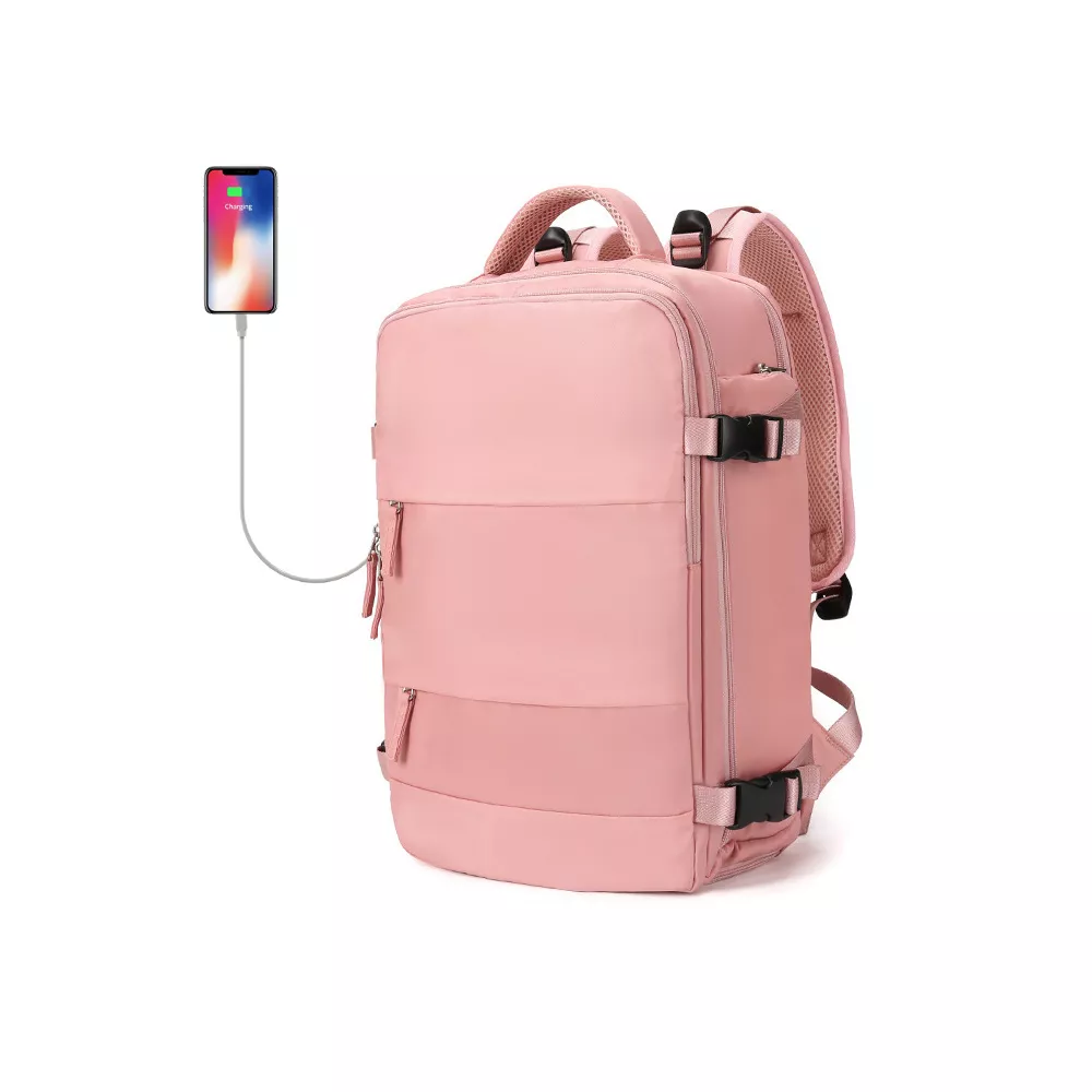 Plecak Macwave 1688 na laptopa 15,6" bagaż podręczny WIZZAIR RYANAIR 40x30x20cm z USB - Kolor: różowy