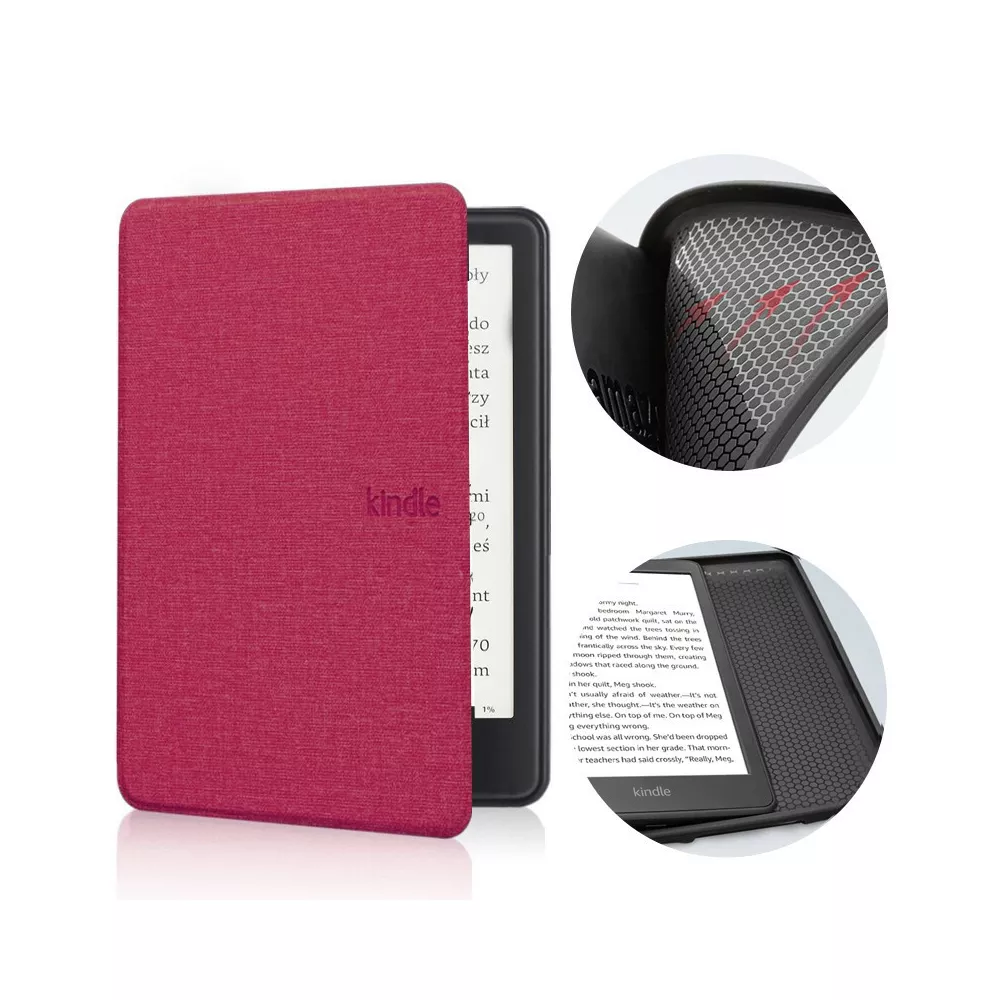 Etui Kindle 11 Touch silikonowy tył tekstura - Kolor: malinowy