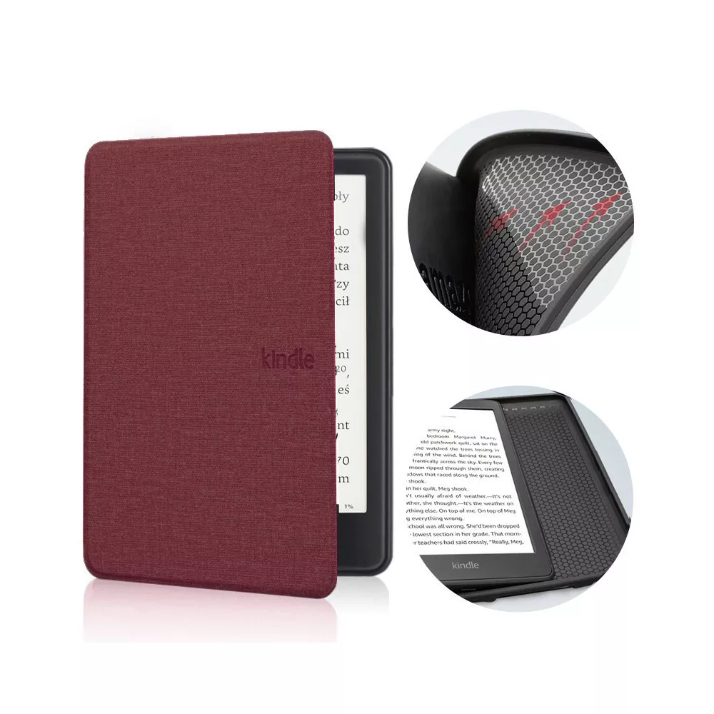 Etui Kindle 11 Touch silikonowy tył tekstura - Kolor: czerwone wino