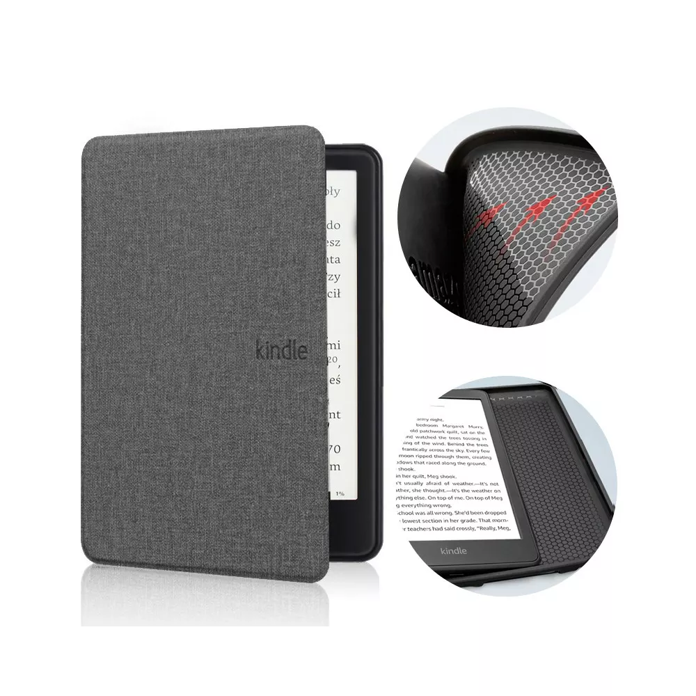 Etui Kindle Paperwhite 1/2/3 silikonowy tył tekstura  - Kolor: szary