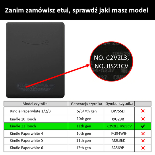 Etui Kindle 11 Touch silikonowy tył tekstura