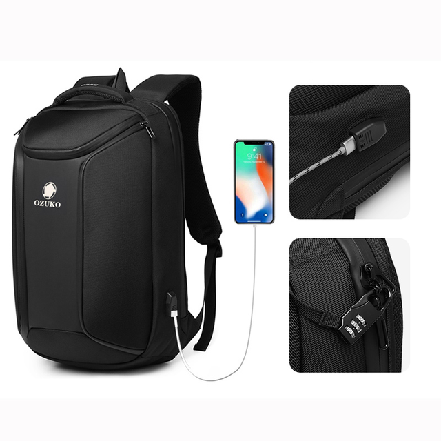 Plecak Ouko na laptopa 17,3&quot; 9318 z USB i kłódką