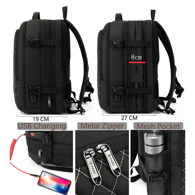 Plecak Poso na laptopa 17,3&quot; z USB bagaż podręczny PS-661