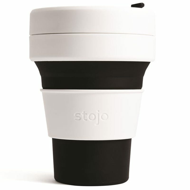 Kubek składany Stojo Pocket 355ml  - Kolor: Black / biało-czarny