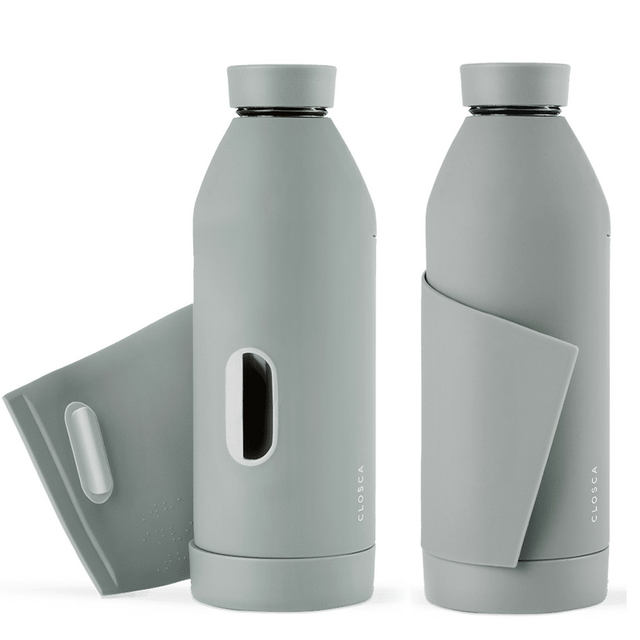 Szklana butelka Closca Classic 430ml opaska z zapięciem - Kolor: Gray/nude