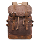 Plecak impregnowany Gfavor T0015 na laptopa 15,6&quot; 16,4&quot; skórzane paski vintage - Kolor: brązowy
