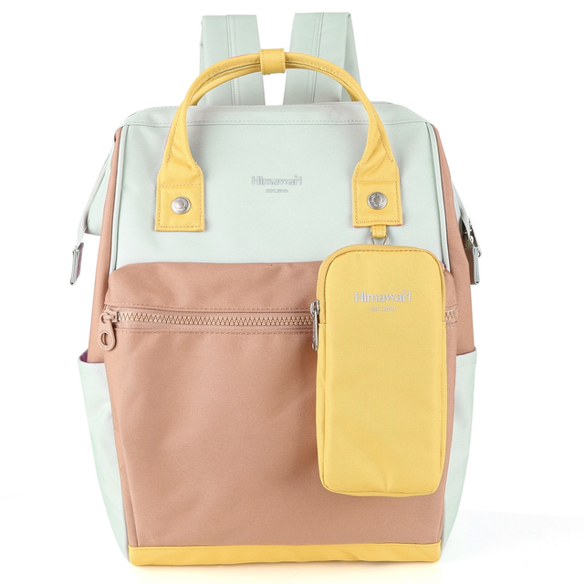 Plecak Himawari 1027 na laptopa 15&quot; + etui - Kolor: 13. miętowo-brązowo-zółty