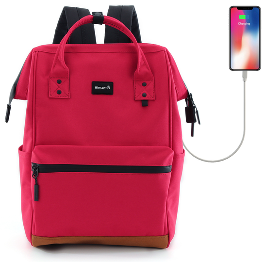 Plecak Himawari 124 na laptopa 15&quot; z USB - Kolor: 01. czerwony/karmin