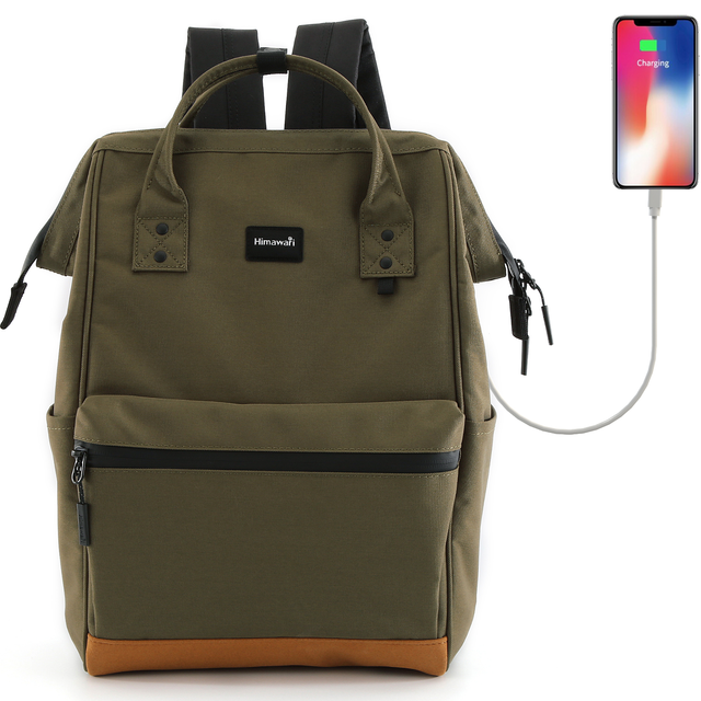 Plecak Himawari 124 na laptopa 15&quot; z USB - Kolor: 06. wojskowa zieleń