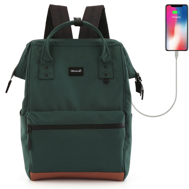 Plecak Himawari 124 na laptopa 15&quot; z USB - Kolor: 12. butelkowa zieleń