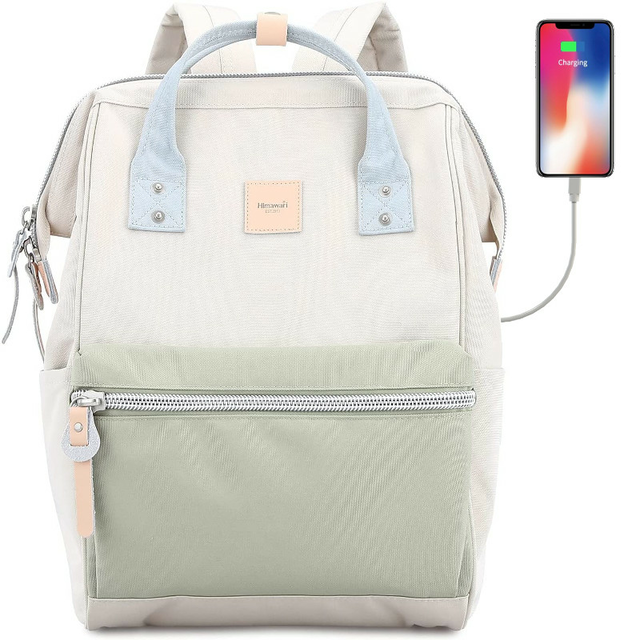 Plecak Himawari Sorrel HM1881 na laptopa 13,3&quot; z USB - Kolor: 09. beżowo-zielony 
