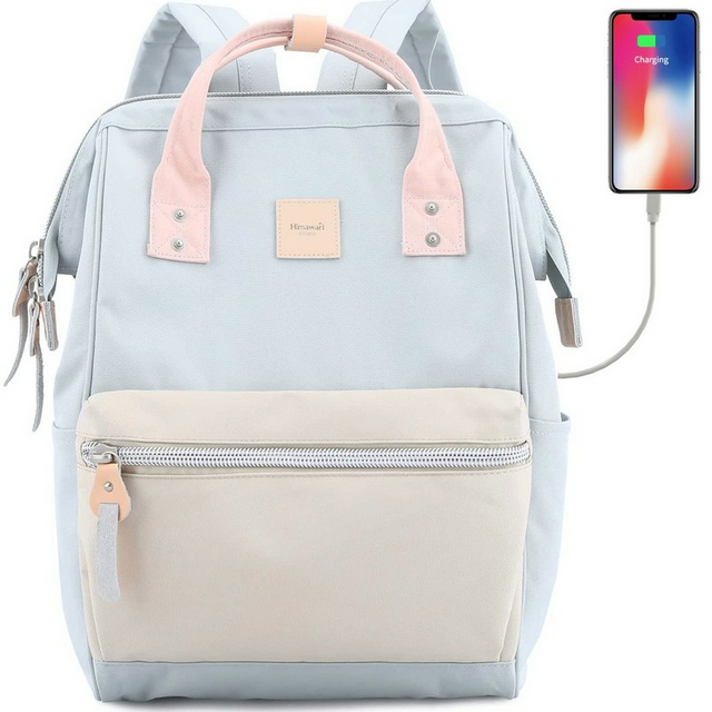 Plecak Himawari Sorrel HM1881 na laptopa 13,3&quot; z USB - Kolor: 14. jasnoniebiesko-beżowy