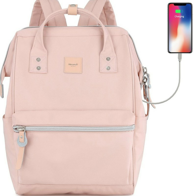 Plecak Himawari Sorrel HM1881 na laptopa 13,3&quot; z USB - Kolor: 18. jasnoróżowy