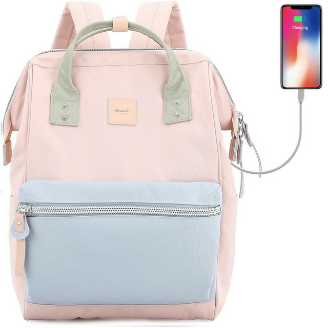 Plecak Himawari Sorrel HM1881 na laptopa 13,3&quot; z USB - Kolor: 13. jasnoróżowo-jasnoniebieski