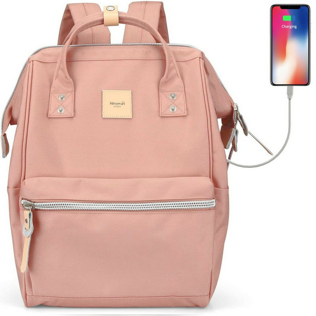 Plecak Himawari Sorrel HM1881 na laptopa 13,3&quot; z USB - Kolor: 21. różowy