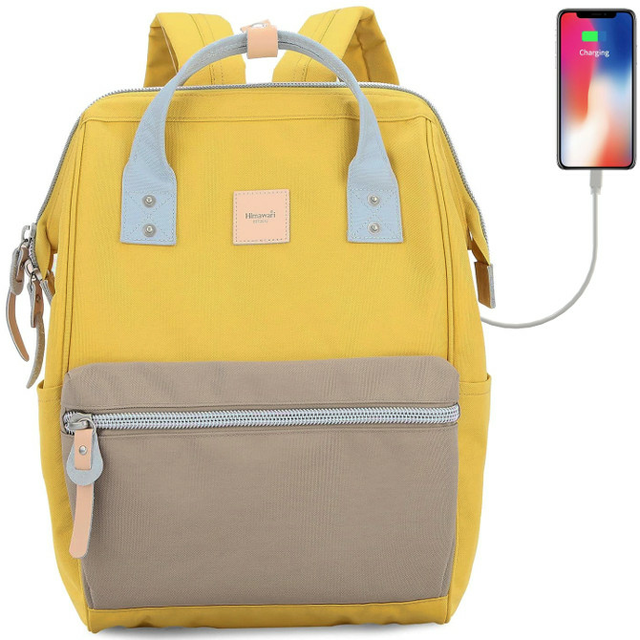 Plecak Himawari Sorrel HM1881 na laptopa 13,3&quot; z USB - Kolor: 11. żółto-kawowy