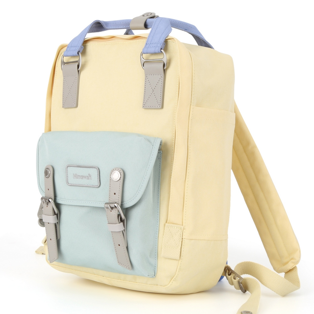 Plecak Himawari HM194L na laptopa 13,3&quot; 14,1&quot; vintage - Kolor: 01. żółto-miętowy