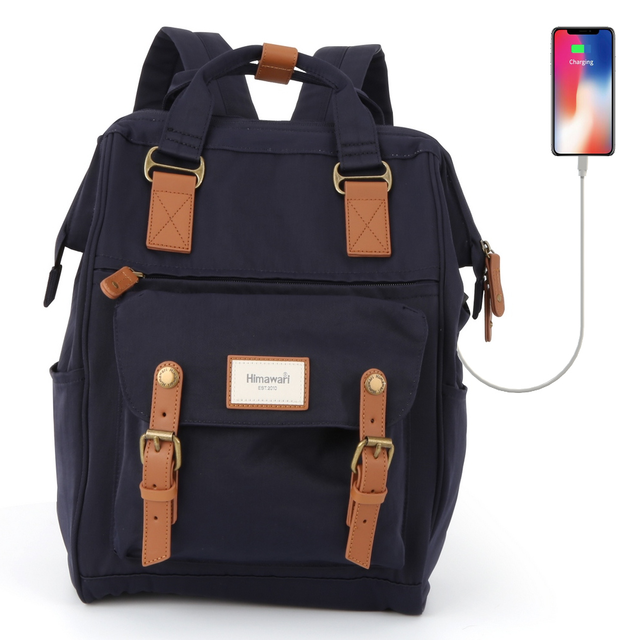 Plecak Himawari 9018 na laptopa 14-15&quot; z USB - Kolor: 06. granatowy