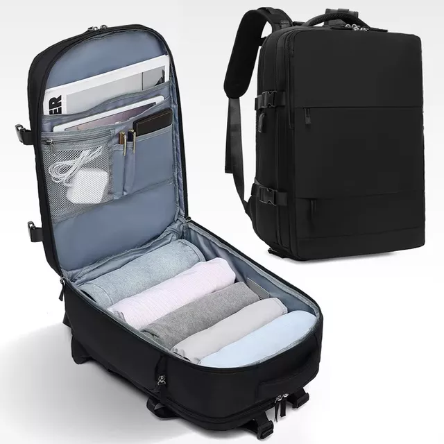 Plecak do samoloru na laptopa 15,6&quot; z USB 40 x 25 x 20 cm Ryanair - Kolor: czarny