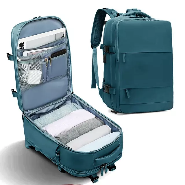 Plecak do samoloru na laptopa 15,6&quot; z USB 40 x 25 x 20 cm Ryanair - Kolor: szmaragdowy/petrol