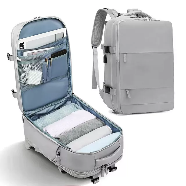 Plecak do samoloru na laptopa 15,6&quot; z USB 40 x 25 x 20 cm Ryanair - Kolor: szary