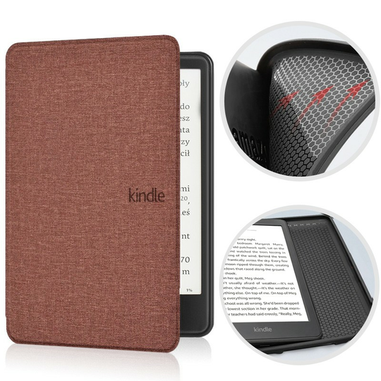 Etui Kindle Paperwhite 1/2/3 silikonowy tył tekstura  - Kolor: brązowy