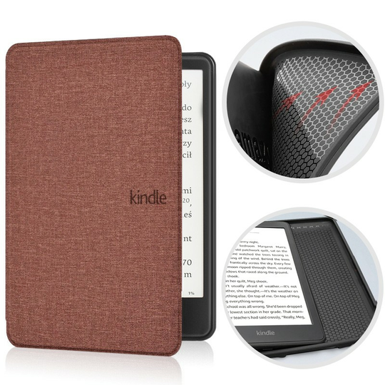 Etui Kindle Paperwhite 5 silikonowy tył 6,8&quot; tekstura - Kolor: brązowy