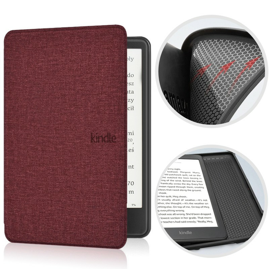 Etui Kindle Paperwhite 1/2/3 silikonowy tył tekstura  - Kolor: czerwone wino