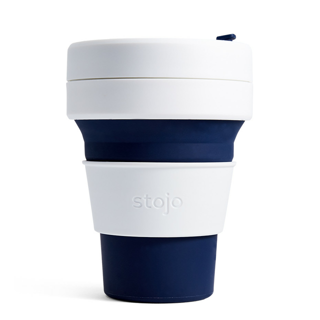Kubek składany Stojo Pocket 355ml  - Kolor: Indigo / biało-granatowy