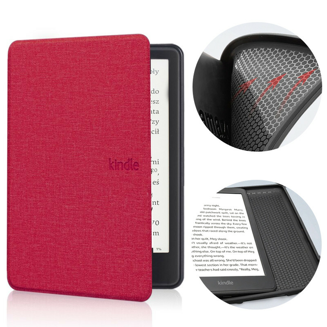Etui Kindle 10 Touch silikonowy tył tekstura - Kolor: malinowy
